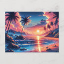 Zoek naar strand zonsondergang briefkaarten Eiland