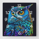 Zoek naar kleurrijke uil klokken Blauw