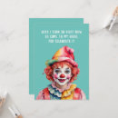 Zoek naar grappige clown briefkaarten Verjaardag