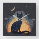 Zoek naar katachtige katten klokken Zwarte kat