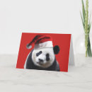 Zoek naar de panda draagt kaarten Santa