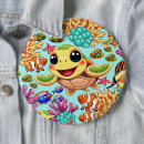 Zoek naar zeeschildpad buttons Schattige schildpad