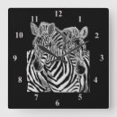 Zoek naar zebras klokken Zwart wit