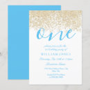 Zoek naar blauwe jongens 1e verjaardag uitnodigingen Glitter