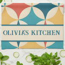 Zoek naar abstract patroon keuken handdoeken Midden van de eeuw