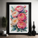 Zoek naar roze pioen posters Waterverf