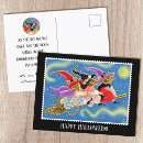 Zoek naar heks op bezemsteel briefkaarten Vrolijke halloween