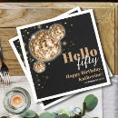 Zoek naar gelukkige vrouw verjaardag servetten Zwart en goud