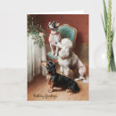 Zoek naar de van hondkerstmis kaarten Vintage kerstmiskaart