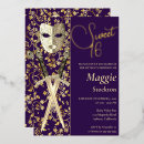 Zoek naar masquerade sweet 16 uitnodigingen Goud