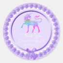 Zoek naar paarse eenhoorn stickers Verjaardagsfeestje dank u