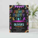 Zoek naar trampoline verjaardag uitnodigingen Neon jump party