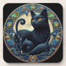 Zoek naar zwarte kat onderzetters Abstract