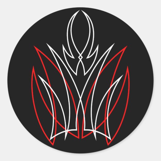0001 Pinstripe Rojo & Blanco Ronde Sticker (Voorkant)