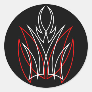 0001 Pinstripe Rojo & Blanco Ronde Sticker