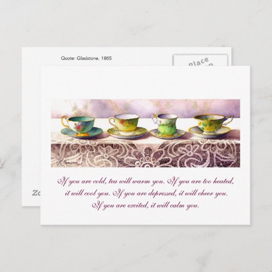 0001 Rij van Briefkaart van Teacups Gladstone (Voorkant / Achterkant)