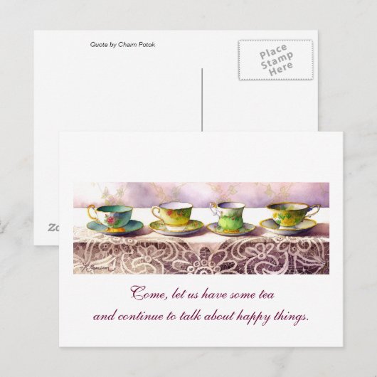 0001 Rij van het Briefkaart van Tacups Chaim Potok (Voorkant / Achterkant)