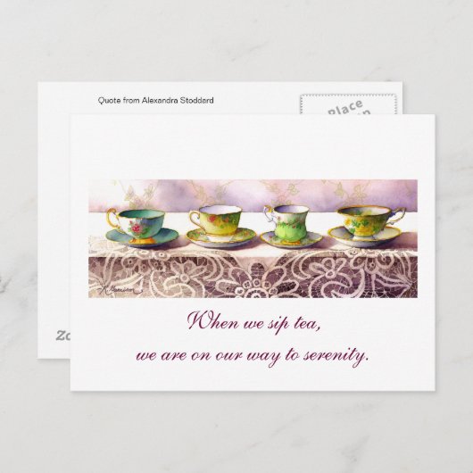 0001 rij van Teacups Alexandra Stoddard Briefkaart (Voorkant / Achterkant)