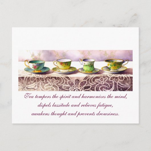 0001 Rij van Teacups Lu Yu Briefkaart (Voorkant)