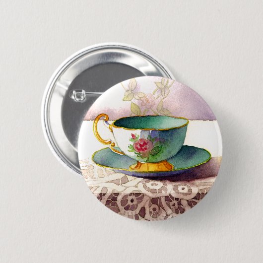 0001 Teacup on Lace Button (Voorkant /achterkant)