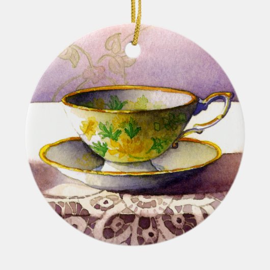 0001 Teacup on Lace Ornament (Voorkant)