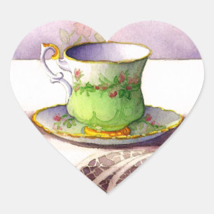 0001 Teacup on Lace Stickers