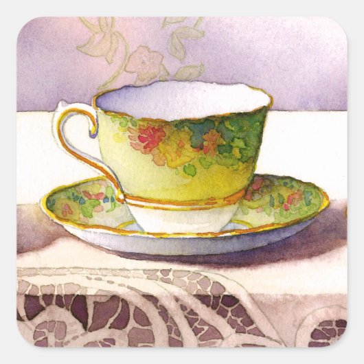 0001 Teacup on Lace Stickers (Voorkant)