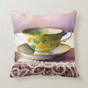 0001 Teacup on Lace Trow Pillow Kussen