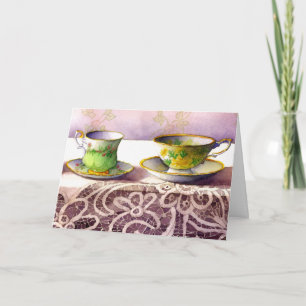 0001 Teacups op kant-en-Moederdag Kaart