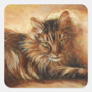 0005 Kat op peltelaars Vierkante Sticker