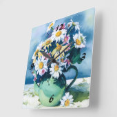 0006 Dagen in groene theepot Vierkante Klok (Hoek)