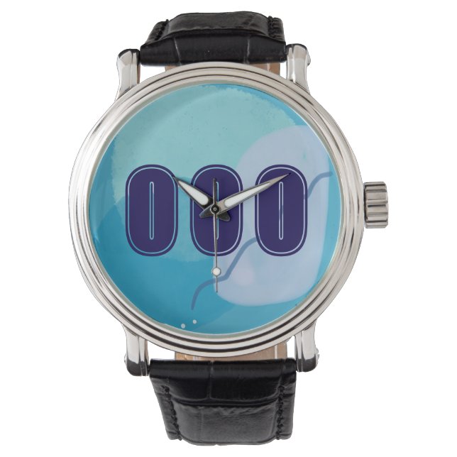 000 Angel Numbers Blauw Spiritueel Hoge Vibes Horloge (Voorkant)