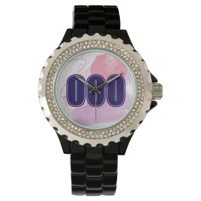 000 Angel Nummer Roze Blauw Spiritueel Ontwaken Horloge (Voorkant)