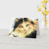 0010 Calico Cat Birthday Card Kaart (Gele Bloem)
