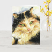 0010 Calico Cat Birthday Card Kaart (Gele Bloem)