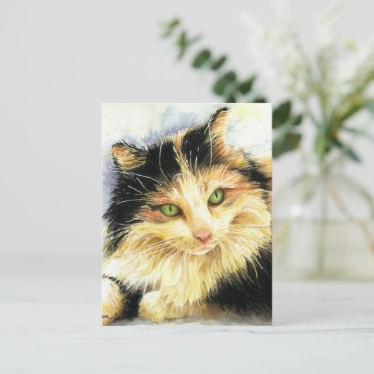 0010 Calico Cat Briefkaart (Staand voorkant)