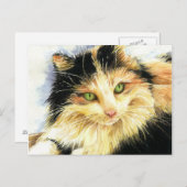 0010 Calico Cat Briefkaart (Voorkant / Achterkant)