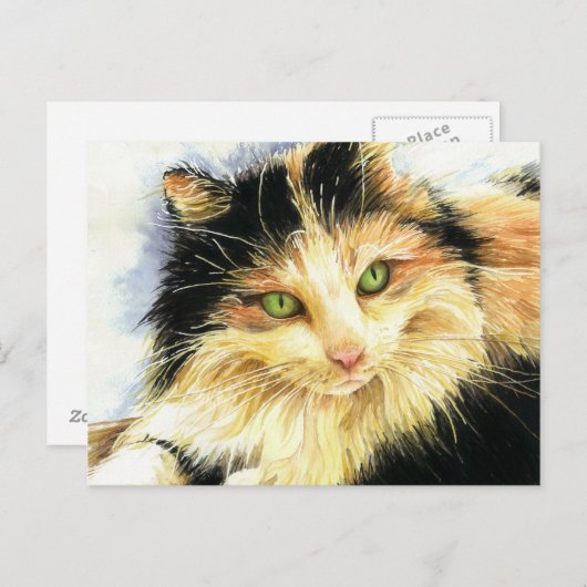 0010 Calico Cat Briefkaart (Voorkant / Achterkant)