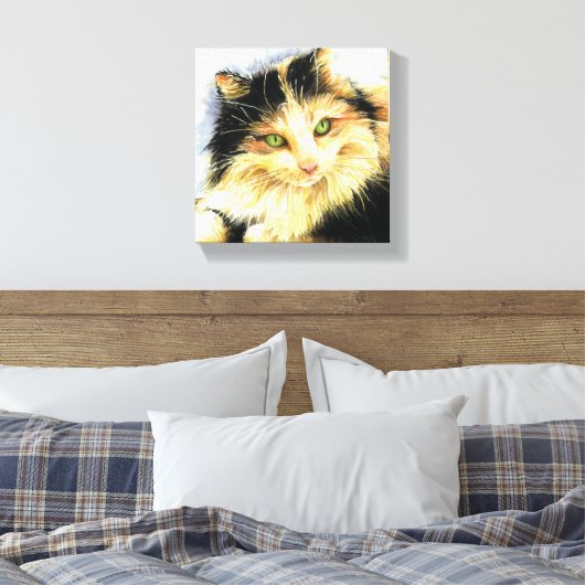 0010 Calico Cat Canvas Afdruk (Insitu (Slaapkamer))