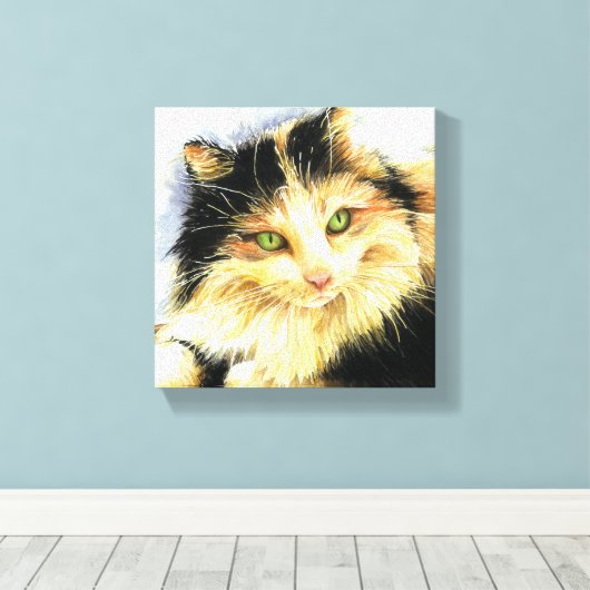 0010 Calico Cat Canvas Afdruk (Insitu (Houten vloer))