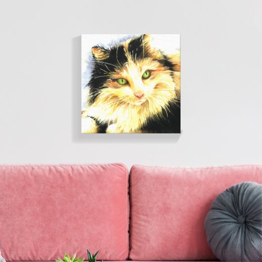 0010 Calico Cat Canvas Afdruk (Insitu (Woonkamer))