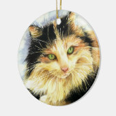 0010 Calico Cat Keramisch Ornament (Links)