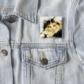 0010 Calico Cat Vierkante Button 5,1 Cm (In situ)