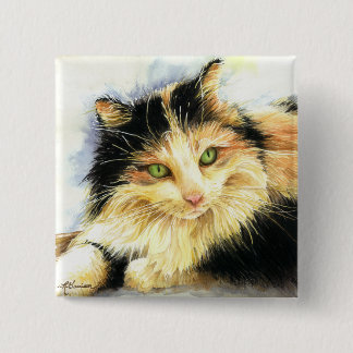 0010 Calico Cat Vierkante Button 5,1 Cm