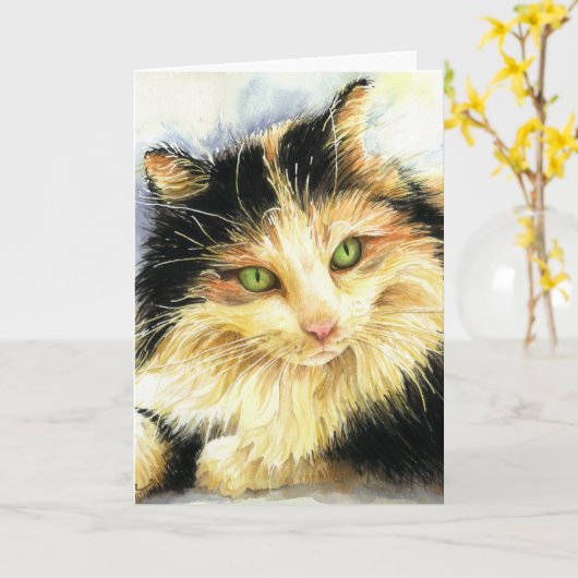 0010 Sympathie van Calico Cat Kaart (Gele Bloem)
