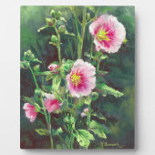 0013 Roze Hollyhocks Fotoplaat (Voorkant)