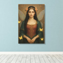 001_A fairy princess in teal green and crimson. Canvas Afdruk