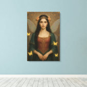 001_A fairy princess in teal green and crimson. Canvas Afdruk (Insitu (Houten vloer))