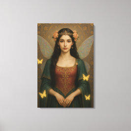 001_A fairy princess in teal green and crimson. Canvas Afdruk