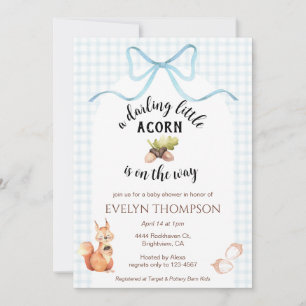 001 Eekhoorn Eikel Geruite Boog Baby Shower Kaart